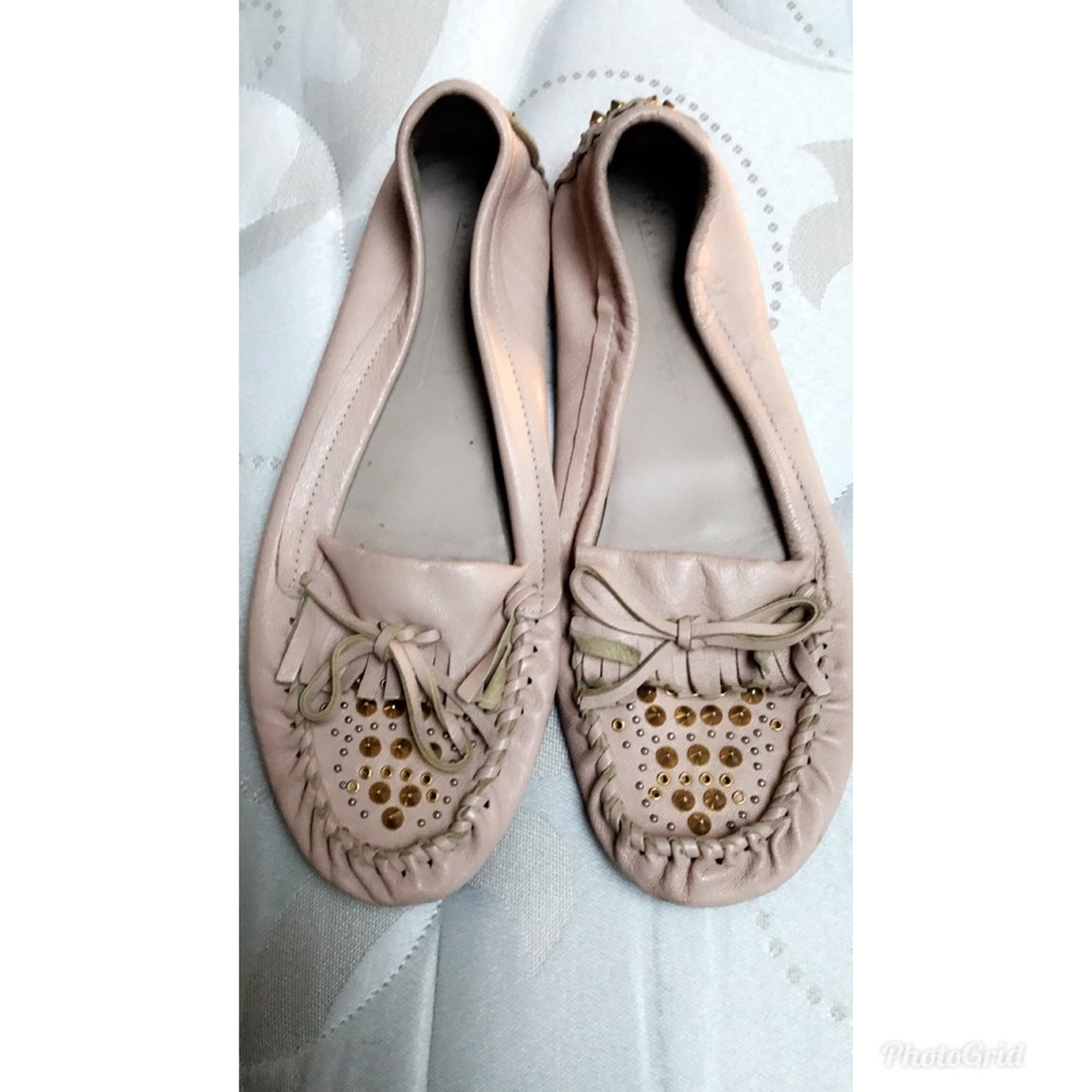 Zara pink soft leather moccasins..